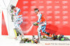 2nd placed Michael Matt of Austria and Winner Marcel Hirscher of Austria  during Winner Award Ceremony of mens Slalom of FIS ski alpine world cup at the Black Race Course in Levi, Finland on 2016/11/13.
