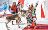 Winner Marcel Hirscher of Austria With reindeer Leo  during Winner Award Ceremony of mens Slalom of FIS ski alpine world cup at the Black Race Course in Levi, Finland on 2016/11/13.
