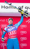 Race winner Kjetil Jansrud of Norway during the winner presentation for the men SuperG of the Val d Isere FIS Ski Alpine World Cup.. Val dIsere, France on 2016/02/12.
