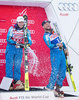 Race winner Kjetil Jansrud of Norway, third placed Aksel Lund Svindal of Norway during the winner presentation for the men downhill of the Val d Isere FIS Ski Alpine World Cup.. Val dIsere, France on 2016/12/03.
