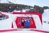 Second placed Peter Fill of Italy, race winner Kjetil Jansrud of Norway, third placed Aksel Lund Svindal of Norway during the winner presentation for the men downhill of the Val d Isere FIS Ski Alpine World Cup.. Val dIsere, France on 2016/12/03.
