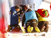 Sandro Viletta of Switzerland in pain after crashing and injuring his knee in the men super-g race of the Audi FIS Alpine skiing World cup in Val Gardena, Italy. Men super-g race of the Audi FIS Alpine skiing World cup, was held on Saslong course in Val Gardena, Italy, on Friday, 16th of December 2016.
