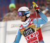 Winner Kjetil Jansrud of Norway reacts in the finish of the men super-g race of the Audi FIS Alpine skiing World cup in Val Gardena, Italy. Men super-g race of the Audi FIS Alpine skiing World cup, was held on Saslong course in Val Gardena, Italy, on Friday, 16th of December 2016.
