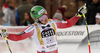 Stian Saugestad of Norway reacts in the finish of the men super-g race of the Audi FIS Alpine skiing World cup in Val Gardena, Italy. Men super-g race of the Audi FIS Alpine skiing World cup, was held on Saslong course in Val Gardena, Italy, on Friday, 16th of December 2016.
