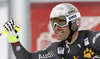 Fourth placed Adrien Theaux of France reacts in the finish of the men downhill race of the Audi FIS Alpine skiing World cup in Val Gardena, Italy. Men downhill race of the Audi FIS Alpine skiing World cup, was held on Saslong course in Val Gardena, Italy, on Saturday, 17th of December 2016.
