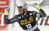 Fourth placed Adrien Theaux of France reacts in the finish of the men downhill race of the Audi FIS Alpine skiing World cup in Val Gardena, Italy. Men downhill race of the Audi FIS Alpine skiing World cup, was held on Saslong course in Val Gardena, Italy, on Saturday, 17th of December 2016.
