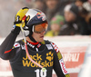 Fifth placed Erik Guay of Canada reacts in the finish of the men downhill race of the Audi FIS Alpine skiing World cup in Val Gardena, Italy. Men downhill race of the Audi FIS Alpine skiing World cup, was held on Saslong course in Val Gardena, Italy, on Saturday, 17th of December 2016.
