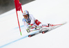 Loic Meillard of Switzerland skiing in the first run of the men giant slalom race of the Audi FIS Alpine skiing World cup in Alta Badia, Italy. Men giant slalom race of the Audi FIS Alpine skiing World cup, was held on Gran Risa course in Alta Badia, Italy, on Sunday, 18th of December 2016.
