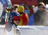 Second placed Mathieu Faivre of France reacts in finish of the second run of the men giant slalom race of the Audi FIS Alpine skiing World cup in Alta Badia, Italy. Men giant slalom race of the Audi FIS Alpine skiing World cup, was held on Gran Risa course in Alta Badia, Italy, on Sunday, 18th of December 2016.
