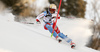 Michelle Gisin of Switzerland skiing in the first run of the women slalom race of the Audi FIS Alpine skiing World cup in Zagreb, Croatia. Women Snow Queen trophy slalom race of the Audi FIS Alpine skiing World cup, was held on Sljeme above Zagreb, Croatia, on Tuesday, 3rd of January 2017.
