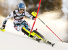 Bernadette Schild of Austria skiing in the first run of the women slalom race of the Audi FIS Alpine skiing World cup in Zagreb, Croatia. Women Snow Queen trophy slalom race of the Audi FIS Alpine skiing World cup, was held on Sljeme above Zagreb, Croatia, on Tuesday, 3rd of January 2017.
