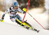 Bernadette Schild of Austria skiing in the first run of the women slalom race of the Audi FIS Alpine skiing World cup in Zagreb, Croatia. Women Snow Queen trophy slalom race of the Audi FIS Alpine skiing World cup, was held on Sljeme above Zagreb, Croatia, on Tuesday, 3rd of January 2017.

