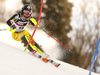 Erin Mielzynski of Canada skiing in the first run of the women slalom race of the Audi FIS Alpine skiing World cup in Zagreb, Croatia. Women Snow Queen trophy slalom race of the Audi FIS Alpine skiing World cup, was held on Sljeme above Zagreb, Croatia, on Tuesday, 3rd of January 2017.
