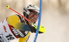 Emelie Wikstroem of Sweden skiing in the first run of the women slalom race of the Audi FIS Alpine skiing World cup in Zagreb, Croatia. Women Snow Queen trophy slalom race of the Audi FIS Alpine skiing World cup, was held on Sljeme above Zagreb, Croatia, on Tuesday, 3rd of January 2017.
