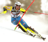 Anna Swenn-Larsson of Sweden skiing in the first run of the women slalom race of the Audi FIS Alpine skiing World cup in Zagreb, Croatia. Women Snow Queen trophy slalom race of the Audi FIS Alpine skiing World cup, was held on Sljeme above Zagreb, Croatia, on Tuesday, 3rd of January 2017.
