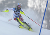 Charlotte Chable of Switzerland skiing in the first run of the women slalom race of the Audi FIS Alpine skiing World cup in Zagreb, Croatia. Women Snow Queen trophy slalom race of the Audi FIS Alpine skiing World cup, was held on Sljeme above Zagreb, Croatia, on Tuesday, 3rd of January 2017.
