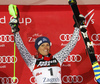 Winner Veronika Velez Zuzulova of Slovakia celebrates her victory in the women slalom race of the Audi FIS Alpine skiing World cup in Zagreb, Croatia. Women Snow Queen trophy slalom race of the Audi FIS Alpine skiing World cup, was held on Sljeme above Zagreb, Croatia, on Tuesday, 3rd of January 2017.
