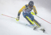 Andre Myhrer of Sweden skiing in the first run of the men slalom race of the Audi FIS Alpine skiing World cup in Zagreb, Croatia. Men Snow Queen trophy slalom race of the Audi FIS Alpine skiing World cup, was held on Sljeme above Zagreb, Croatia, on Thursday, 5th of January 2017.
