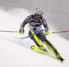 Julien Lizeroux of France skiing in the first run of the men slalom race of the Audi FIS Alpine skiing World cup in Zagreb, Croatia. Men Snow Queen trophy slalom race of the Audi FIS Alpine skiing World cup, was held on Sljeme above Zagreb, Croatia, on Thursday, 5th of January 2017.
