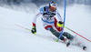 Ramon Zenhaeusern of Switzerland skiing in the first run of the men slalom race of the Audi FIS Alpine skiing World cup in Zagreb, Croatia. Men Snow Queen trophy slalom race of the Audi FIS Alpine skiing World cup, was held on Sljeme above Zagreb, Croatia, on Thursday, 5th of January 2017.
