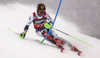 Marcel Hirscher of Austria skiing in the first run of the men slalom race of the Audi FIS Alpine skiing World cup in Zagreb, Croatia. Men Snow Queen trophy slalom race of the Audi FIS Alpine skiing World cup, was held on Sljeme above Zagreb, Croatia, on Thursday, 5th of January 2017.
