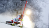 Luca Aerni of Switzerland skiing in the first run of the men slalom race of the Audi FIS Alpine skiing World cup in Zagreb, Croatia. Men Snow Queen trophy slalom race of the Audi FIS Alpine skiing World cup, was held on Sljeme above Zagreb, Croatia, on Thursday, 5th of January 2017.
