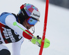 Luca Aerni of Switzerland skiing in the first run of the men slalom race of the Audi FIS Alpine skiing World cup in Zagreb, Croatia. Men Snow Queen trophy slalom race of the Audi FIS Alpine skiing World cup, was held on Sljeme above Zagreb, Croatia, on Thursday, 5th of January 2017.
