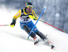 Jens Byggmark of Sweden skiing in the first run of the men slalom race of the Audi FIS Alpine skiing World cup in Zagreb, Croatia. Men Snow Queen trophy slalom race of the Audi FIS Alpine skiing World cup, was held on Sljeme above Zagreb, Croatia, on Thursday, 5th of January 2017.
