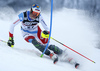 Ramon Zenhaeusern of Switzerland skiing in the first run of the men slalom race of the Audi FIS Alpine skiing World cup in Zagreb, Croatia. Men Snow Queen trophy slalom race of the Audi FIS Alpine skiing World cup, was held on Sljeme above Zagreb, Croatia, on Thursday, 5th of January 2017.
