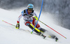 Reto Schmidiger of Switzerland skiing in the first run of the men slalom race of the Audi FIS Alpine skiing World cup in Zagreb, Croatia. Men Snow Queen trophy slalom race of the Audi FIS Alpine skiing World cup, was held on Sljeme above Zagreb, Croatia, on Thursday, 5th of January 2017.
