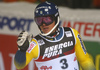 Andre Myhrer of Sweden reacts in finish of the second run of the men slalom race of the Audi FIS Alpine skiing World cup in Zagreb, Croatia. Men Snow Queen trophy slalom race of the Audi FIS Alpine skiing World cup, was held on Sljeme above Zagreb, Croatia, on Thursday, 5th of January 2017.
