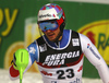 Luca Aerni of Switzerland reacts in finish of the second run of the men slalom race of the Audi FIS Alpine skiing World cup in Zagreb, Croatia. Men Snow Queen trophy slalom race of the Audi FIS Alpine skiing World cup, was held on Sljeme above Zagreb, Croatia, on Thursday, 5th of January 2017.
