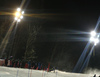 Winner Manfred Moelgg of Italy skiing in the second run of the men slalom race of the Audi FIS Alpine skiing World cup in Zagreb, Croatia. Men Snow Queen trophy slalom race of the Audi FIS Alpine skiing World cup, was held on Sljeme above Zagreb, Croatia, on Thursday, 5th of January 2017.
