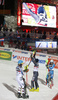 Winner Manfred Moelgg of Italy (M). second placed Felix Neureuther of Germany (L) and third placed Henrik Kristoffersen of Norway (R) celebrate their medals won in the men slalom race of the Audi FIS Alpine skiing World cup in Zagreb, Croatia. Men Snow Queen trophy slalom race of the Audi FIS Alpine skiing World cup, was held on Sljeme above Zagreb, Croatia, on Thursday, 5th of January 2017.
