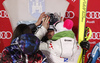 Winner Manfred Moelgg of Italy celebrates his victory in the men slalom race of the Audi FIS Alpine skiing World cup in Zagreb, Croatia. Men Snow Queen trophy slalom race of the Audi FIS Alpine skiing World cup, was held on Sljeme above Zagreb, Croatia, on Thursday, 5th of January 2017.
