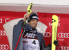 Winner Manfred Moelgg of Italy celebrates his victory in the men slalom race of the Audi FIS Alpine skiing World cup in Zagreb, Croatia. Men Snow Queen trophy slalom race of the Audi FIS Alpine skiing World cup, was held on Sljeme above Zagreb, Croatia, on Thursday, 5th of January 2017.
