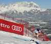 Beat Feuz of Switzerland skiing in training for men downhill race of the Audi FIS Alpine skiing World cup in Kitzbuehel, Austria. Training for men downhill race of the Audi FIS Alpine skiing World cup, was held on Hahnekamm course in Kitzbuehel, Austria, on Thursday, 19th of January 2017.
