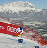 Patrick Kueng of Switzerland skiing in training for men downhill race of the Audi FIS Alpine skiing World cup in Kitzbuehel, Austria. Training for men downhill race of the Audi FIS Alpine skiing World cup, was held on Hahnekamm course in Kitzbuehel, Austria, on Thursday, 19th of January 2017.
