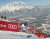 Andreas Sander of Germany skiing in training for men downhill race of the Audi FIS Alpine skiing World cup in Kitzbuehel, Austria. Training for men downhill race of the Audi FIS Alpine skiing World cup, was held on Hahnekamm course in Kitzbuehel, Austria, on Thursday, 19th of January 2017.
