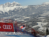Urs Kryenbuehl of Switzerland skiing in training for men downhill race of the Audi FIS Alpine skiing World cup in Kitzbuehel, Austria. Training for men downhill race of the Audi FIS Alpine skiing World cup, was held on Hahnekamm course in Kitzbuehel, Austria, on Thursday, 19th of January 2017.

