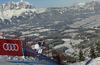 Thomas Dressen of Germany skiing in training for men downhill race of the Audi FIS Alpine skiing World cup in Kitzbuehel, Austria. Training for men downhill race of the Audi FIS Alpine skiing World cup, was held on Hahnekamm course in Kitzbuehel, Austria, on Thursday, 19th of January 2017.
