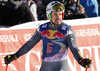 Fourth placed Peter Fill of Italy reacts in finish of the men downhill race of the Audi FIS Alpine skiing World cup in Kitzbuehel, Austria. Men downhill race of the Audi FIS Alpine skiing World cup, was held on Hahnekamm course in Kitzbuehel, Austria, on Saturday, 21st of January 2017.
