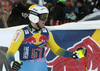 Alexander Koell of Sweden reacts in finish of the men downhill race of the Audi FIS Alpine skiing World cup in Kitzbuehel, Austria. Men downhill race of the Audi FIS Alpine skiing World cup, was held on Hahnekamm course in Kitzbuehel, Austria, on Saturday, 21st of January 2017.
