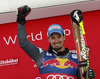 Winner Dominik Paris of Italy celebrates his medal won in the men downhill race of the Audi FIS Alpine skiing World cup in Kitzbuehel, Austria. Men downhill race of the Audi FIS Alpine skiing World cup, was held on Hahnekamm course in Kitzbuehel, Austria, on Saturday, 21st of January 2017.
