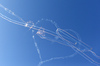 Sailplanes performing aerobatics before the start of the men downhill race of the Audi FIS Alpine skiing World cup in Kitzbuehel, Austria. 
