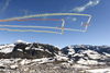Sailplanes performing aerobatics before the start of the men downhill race of the Audi FIS Alpine skiing World cup in Kitzbuehel, Austria. 
