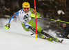 Stefan Hadalin of Slovenia skiing in the first run of the men slalom race of the Audi FIS Alpine skiing World cup in Kitzbuehel, Austria. Men slalom race race of the Audi FIS Alpine skiing World cup, was held on Ganslernhang course in Kitzbuehel, Austria, on Sunday, 22nd of January 2017.
