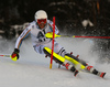 Philipp Schmid of Germany skiing in the first run of the men slalom race of the Audi FIS Alpine skiing World cup in Kitzbuehel, Austria. Men slalom race race of the Audi FIS Alpine skiing World cup, was held on Ganslernhang course in Kitzbuehel, Austria, on Sunday, 22nd of January 2017.
