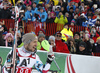  celebrate their medals won in the men slalom race of the Audi FIS Alpine skiing World cup in Kitzbuehel, Austria. Men slalom race race of the Audi FIS Alpine skiing World cup, was held on Ganslernhang course in Kitzbuehel, Austria, on Sunday, 22nd of January 2017.
