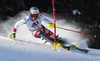 Daniel Yule of Switzerland skiing in the first run of the men slalom race of the Audi FIS Alpine skiing World cup in Kitzbuehel, Austria. Men slalom race race of the Audi FIS Alpine skiing World cup, was held on Ganslernhang course in Kitzbuehel, Austria, on Sunday, 22nd of January 2017.
